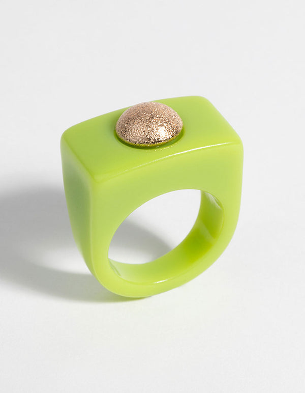 90s Green & Gold Plastic Ring - Lovisa